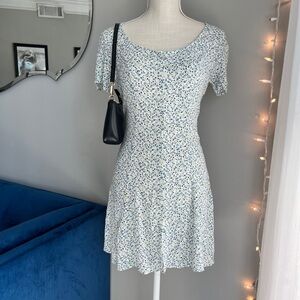 blue floral print dress from brandy melville